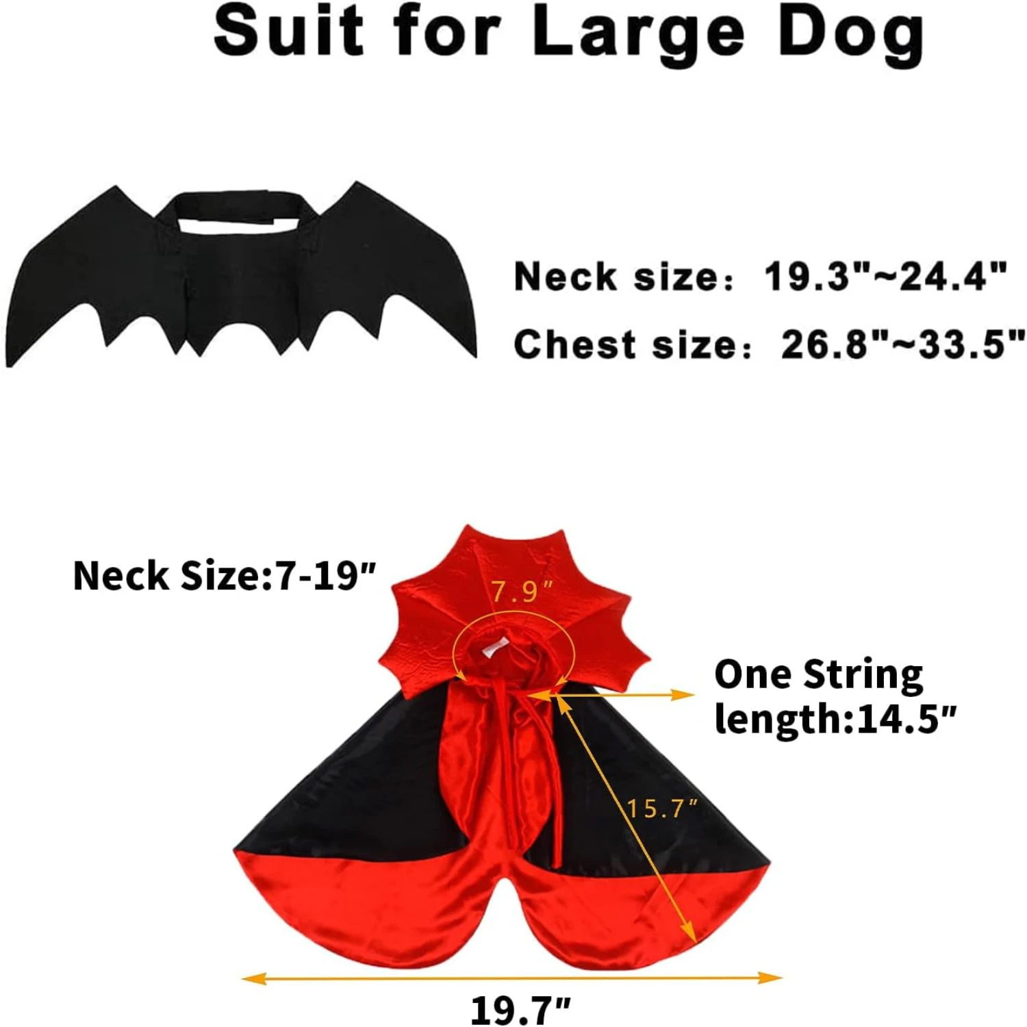 Halloween Dog Costume - Pet Bat Wings & Vampire Cloak for Funny Dog - Perfect for Zombie Cosplay Party
Halloween Dog Costume - Pet Bat Wings & Vampire Cloak for Funny Dog - Perfect for Zombie Cosplay Party