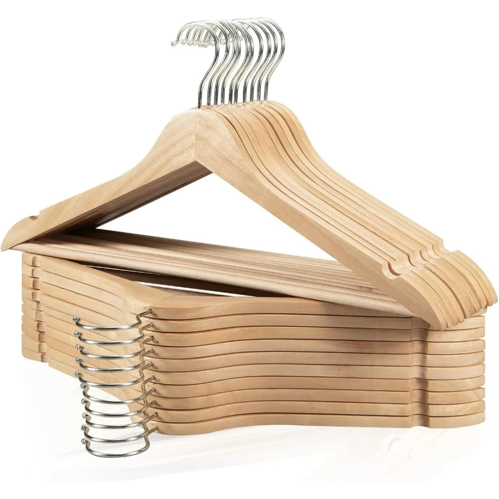 Durable Wooden Hangers 20 Pack with 360 Swivel Hook and Notches Slim Coat Hanger for Closet Natural
Durable Wooden Hangers 20 Pack with 360 Swivel Hook and Notches Slim Coat Hanger for Closet Natural