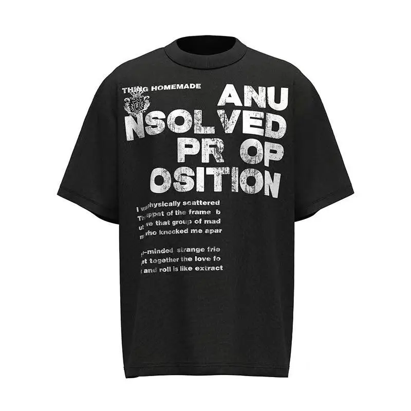Short sleeved men's American high street letter printed T-shirt summer street fashion brand hip-hop oversized top Summer Cotton
Short sleeved men's American high street letter printed T-shirt summer street fashion brand hip-hop oversized top Summer Cotton