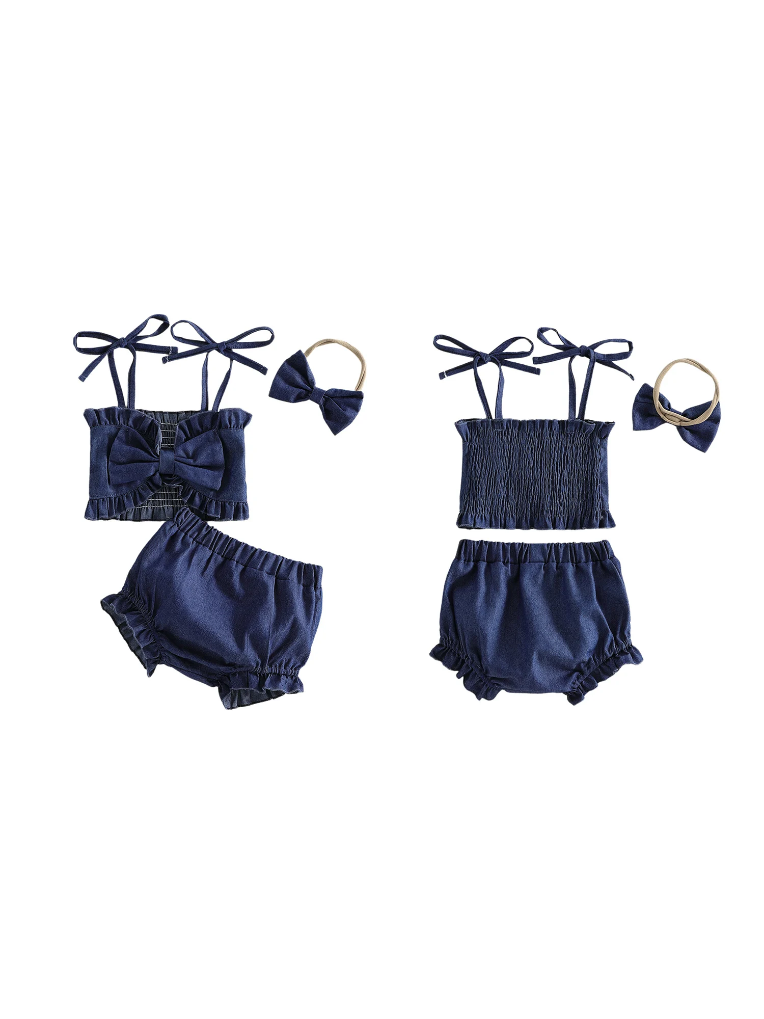 Girls 3-Piece Summer Outfit Set with Denim Sleeveless Top Tie-up Bow Shorts and Matching Headband
Girls 3-Piece Summer Outfit Set with Denim Sleeveless Top Tie-up Bow Shorts and Matching Headband