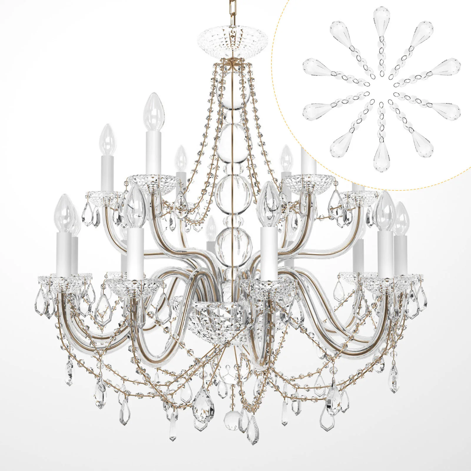 20Pcs Crystal Beads Hanging Chain Adjustable DIY Pendant for Chandelier Curtain Decorative Pendant Hanging Adornment Home Decor
20Pcs Crystal Beads Hanging Chain Adjustable DIY Pendant for Chandelier Curtain Decorative Pendant Hanging Adornment Home Decor