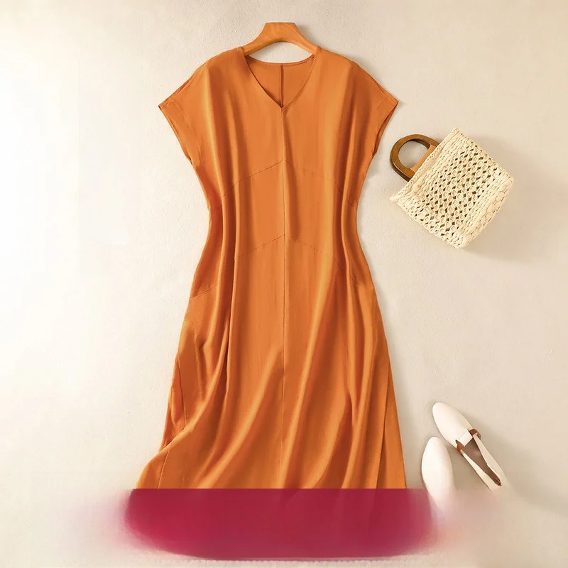 Loose Cotton Polyester Straight Tube Dress Knee-Length over Knee Pure Color Summer New Style plus Size Women's Dress
Loose Cotton Polyester Straight Tube Dress Knee-Length over Knee Pure Color Summer New Style plus Size Women's Dress