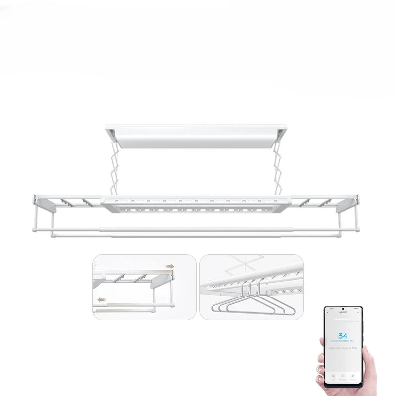 Clothes Drying Rack Pro Ceiling Clothesline Lighting Electric Lifting Height Memory 35kg Bearing 55dB App
Clothes Drying Rack Pro Ceiling Clothesline Lighting Electric Lifting Height Memory 35kg Bearing 55dB App