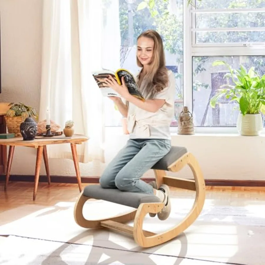 Ergonomic Kneeling Desk Chair Rocking Knee Chair with Cushion and Solid Wood Frame Natural Relief for Neck or Back Pain Posture
Ergonomic Kneeling Desk Chair Rocking Knee Chair with Cushion and Solid Wood Frame Natural Relief for Neck or Back Pain Posture