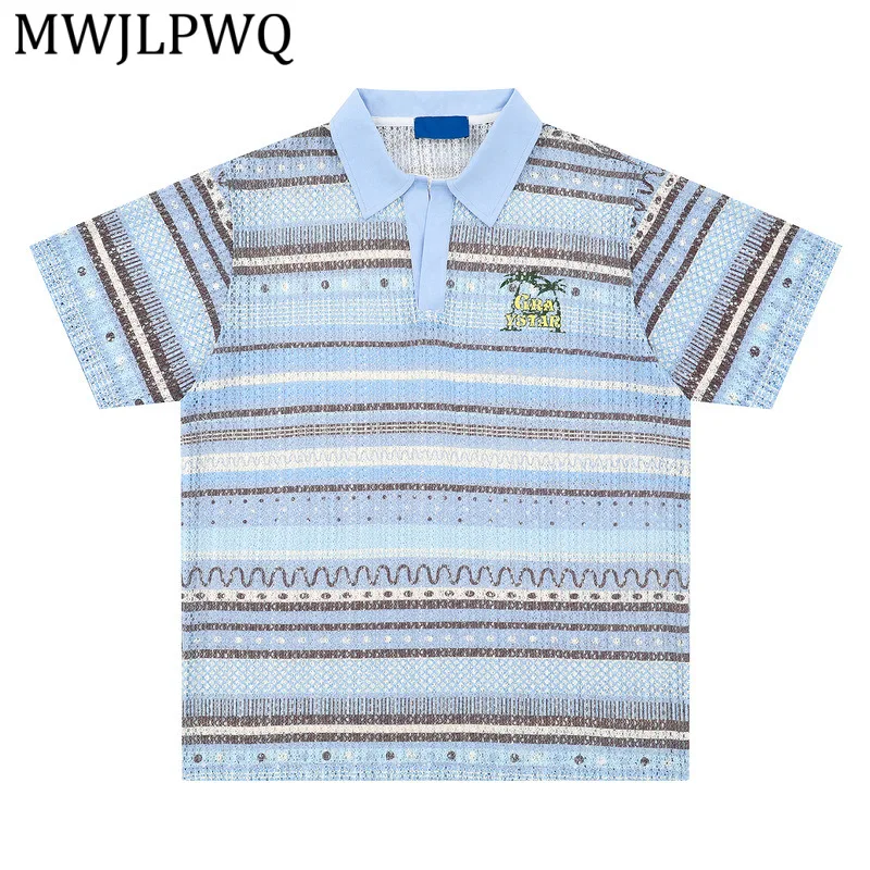 MWJLPWQ Men's American Retro Gradient Striped Hollow-Out POLO T-Shirt For Men Short-Sleeve Couples Loose Casual Tops New 15743
MWJLPWQ Men's American Retro Gradient Striped Hollow-Out POLO T-Shirt For Men Short-Sleeve Couples Loose Casual Tops New 15743