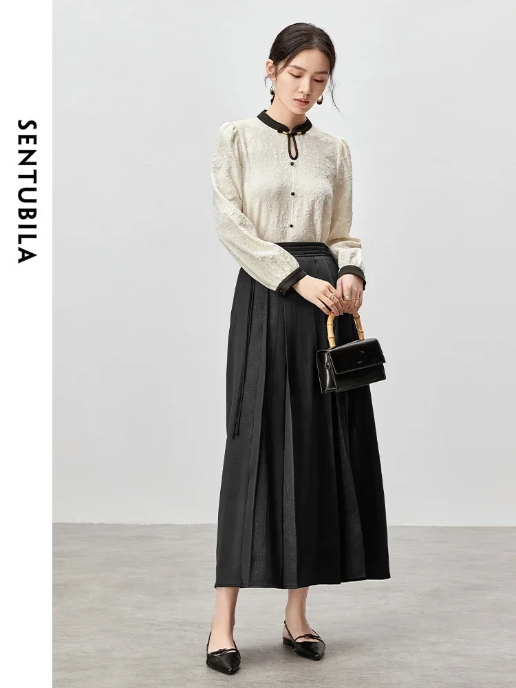 SENTUBILA Chinese Style Skirt Set for Women 2 Piece Outfits 2025 Spring Jacquard Stand Neck Top Pleated A Line Skirt 143Z55940
SENTUBILA Chinese Style Skirt Set for Women 2 Piece Outfits 2025 Spring Jacquard Stand Neck Top Pleated A Line Skirt 143Z55940