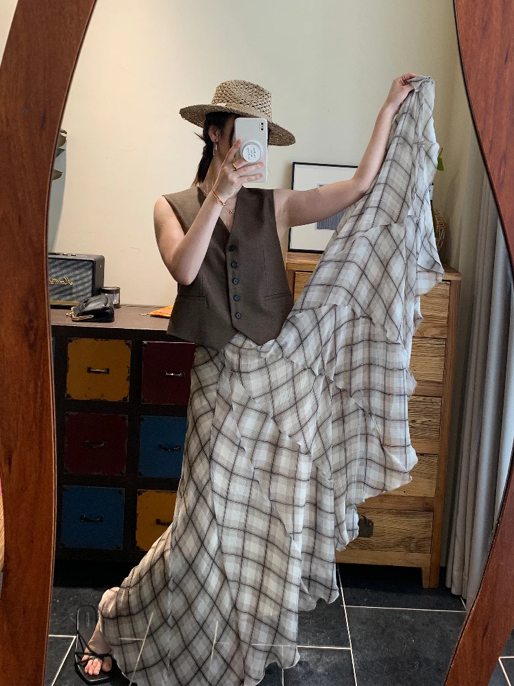 Двухслойная юбка из чистого шелка с клетчатым и змеиным принтом, драпированная, с текстурой, повседневная, женская, со средней талией, А-силуэт, на молнии
Двухслойная юбка из чистого шелка с клетчатым и змеиным принтом, драпированная, с текстурой, повседневная, женская, со средней талией, А-силуэт, на молнии