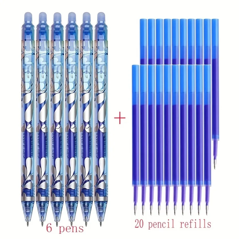 26pcs Set of Large Capacity Erasable Pens, 6-Color Click Pen Set, 0.5mm Transparent Colored Pens for Office and Daily Writing
26pcs Set of Large Capacity Erasable Pens, 6-Color Click Pen Set, 0.5mm Transparent Colored Pens for Office and Daily Writing