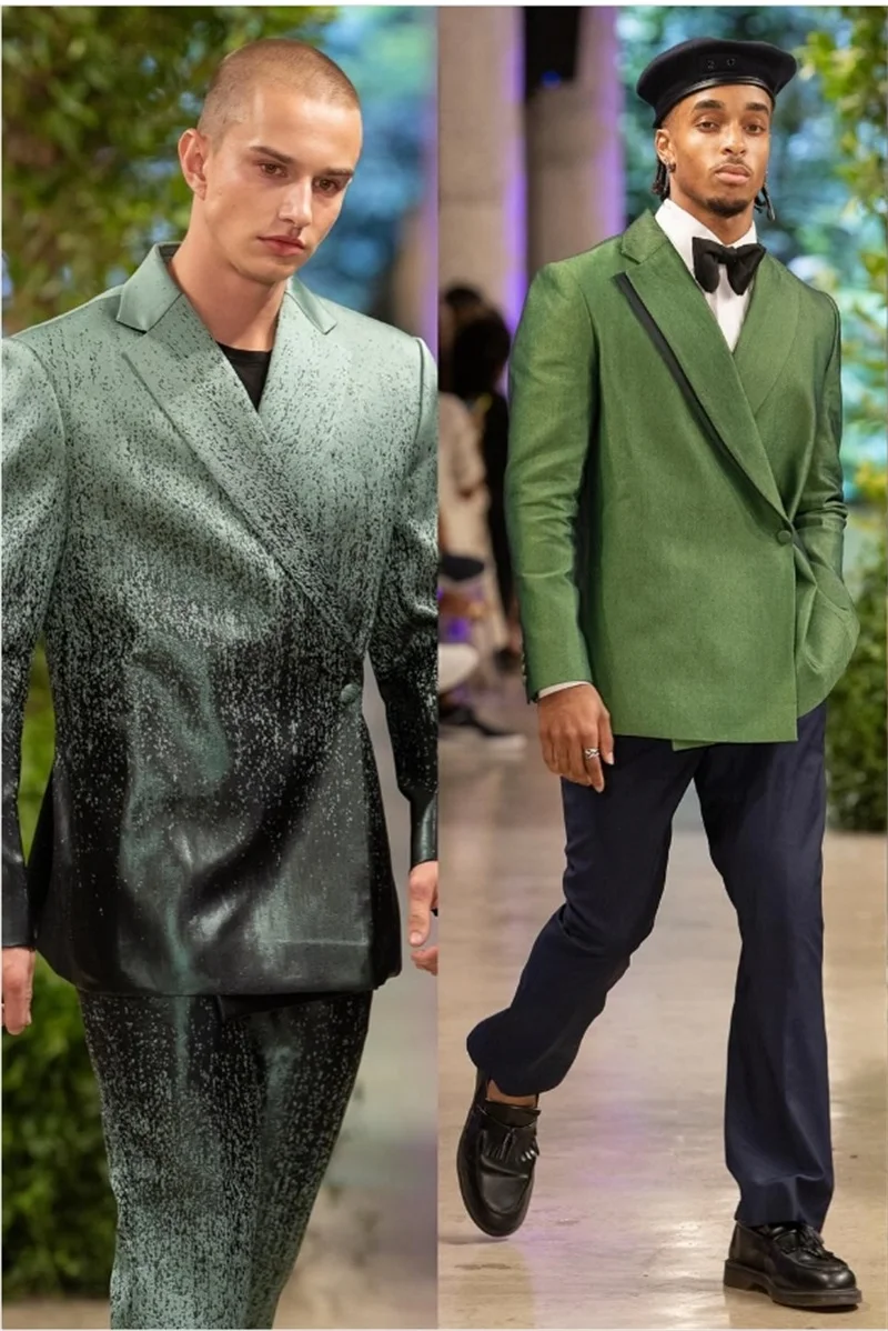 Green Men Suits Set 2 Pieces Blazer+Pants Trousers Wedding Tuxedos Jacket Black Stripe Formal Single Breasted Office Coat
Green Men Suits Set 2 Pieces Blazer+Pants Trousers Wedding Tuxedos Jacket Black Stripe Formal Single Breasted Office Coat