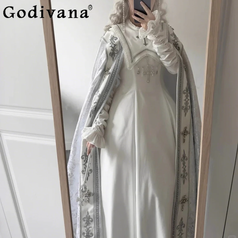 White Gothic Lolita Dress for Women Cloak Dark Style Princess Costume Dress Set Female Costume Cosplay Halloween Dress Suit
White Gothic Lolita Dress for Women Cloak Dark Style Princess Costume Dress Set Female Costume Cosplay Halloween Dress Suit