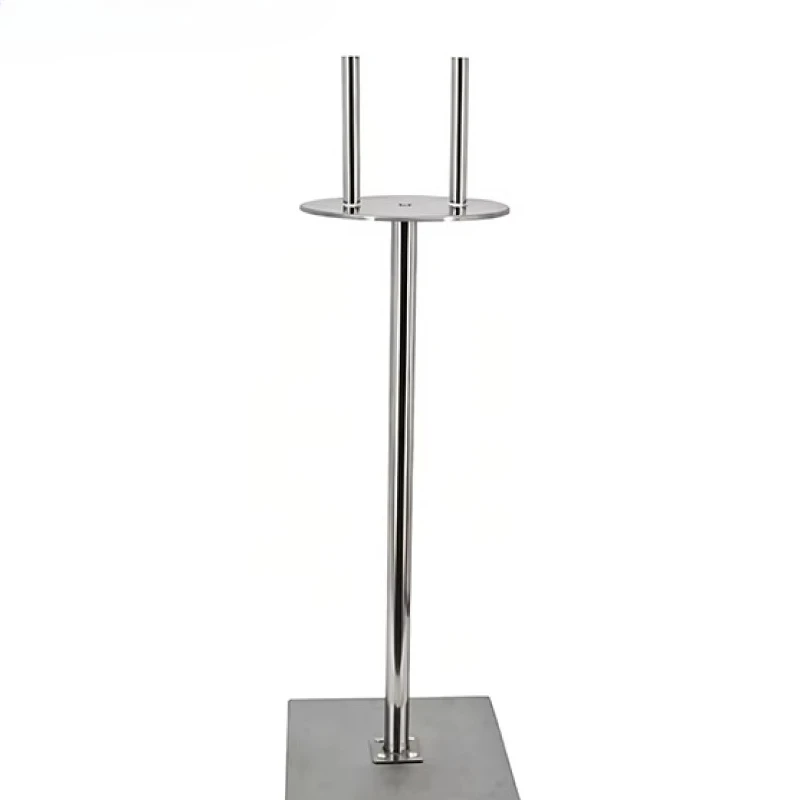 Double Head Stainless Steel Roll Bag Rack with Round Tray Floor Distributor Rack
