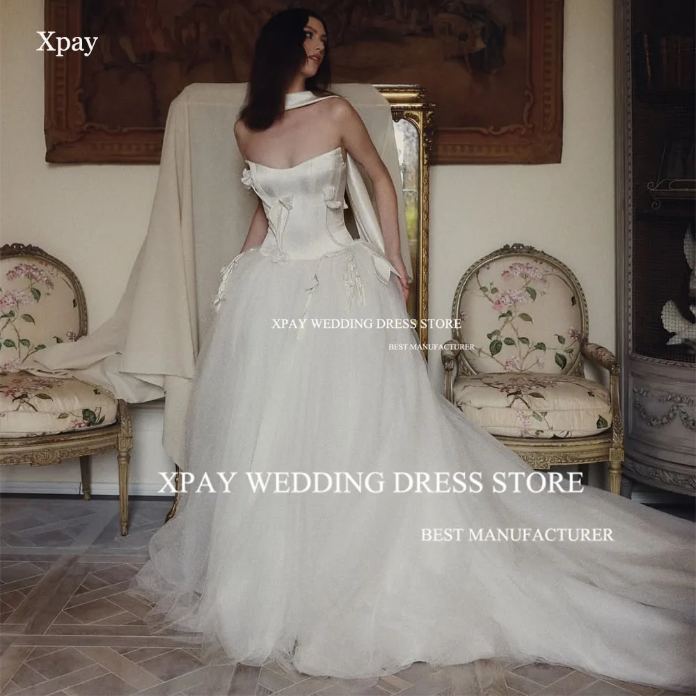 XPAY Elegant Strapless A Line Wedding Dresses 3D Satin Appliques Floor Bridal Gowns Customized Backless Beach Boho Bride Dress
XPAY Elegant Strapless A Line Wedding Dresses 3D Satin Appliques Floor Bridal Gowns Customized Backless Beach Boho Bride Dress