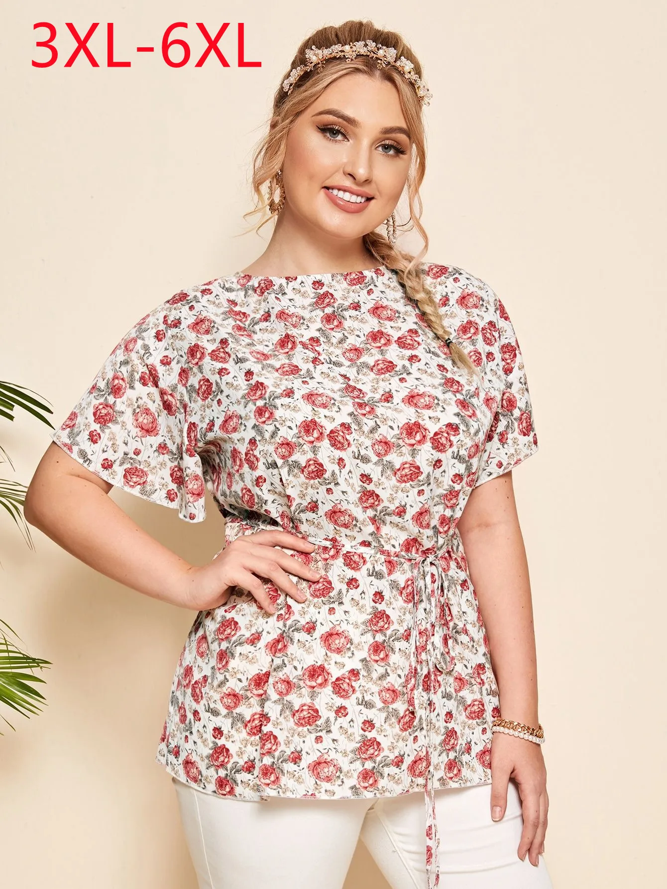 New 2022 Ladies Spring Autumn Plus Size Shirt For Women Large Size O-neck Floral Short Sleeve PrintTops 3XL-4XL 5XL 6XL 
New 2022 Ladies Spring Autumn Plus Size Shirt For Women Large Size O-neck Floral Short Sleeve PrintTops 3XL-4XL 5XL 6XL