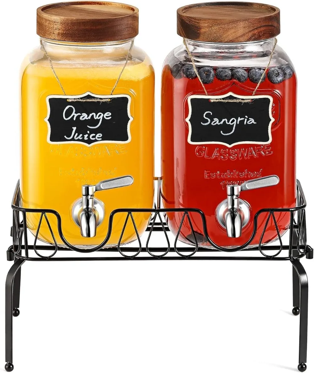 1 Gallon Glass Beverage Dispenser with Stand 18/8 Stainless Steel Faucet Wooden Lid 2 Pack
1 Gallon Glass Beverage Dispenser with Stand 18/8 Stainless Steel Faucet Wooden Lid 2 Pack