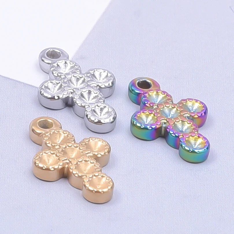 10pcs/lot Cross Stainless Steel Pendant Rainbow/Gold Color Charm Accessories DIY Jewelry Making Necklace Earrings for Women Bulk
10pcs/lot Cross Stainless Steel Pendant Rainbow/Gold Color Charm Accessories DIY Jewelry Making Necklace Earrings for Women Bulk