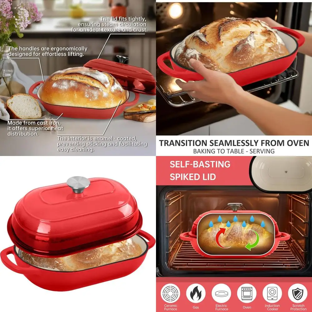 Эмалированная чугунная голландская духовка, овальная форма для выпечки хлеба с антипригарным покрытием на 5 литров и крышкой, идеально подходит для чиза, буханцев и рукоделия хлеба
Эмалированная чугунная голландская духовка, овальная форма для выпечки хлеба с антипригарным покрытием на 5 литров и крышкой, идеально подходит для чиза, буханцев и рукоделия хлеба