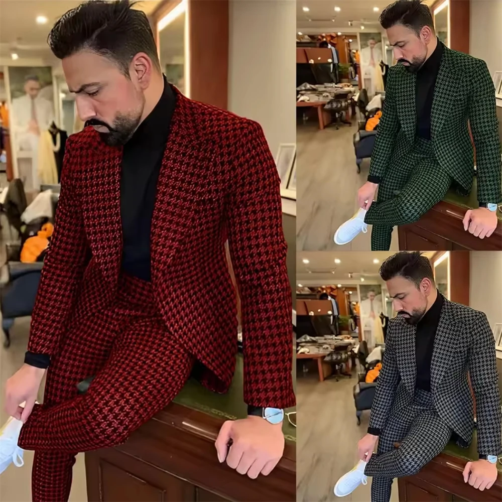 Houndstooth Men's Suits Slim Fit 2-Piece Set Tuxedo Men's Winter Wool Blazer Pants Wedding Groom Workwear Outfit (Jacket+Pants)
Houndstooth Men's Suits Slim Fit 2-Piece Set Tuxedo Men's Winter Wool Blazer Pants Wedding Groom Workwear Outfit (Jacket+Pants)
