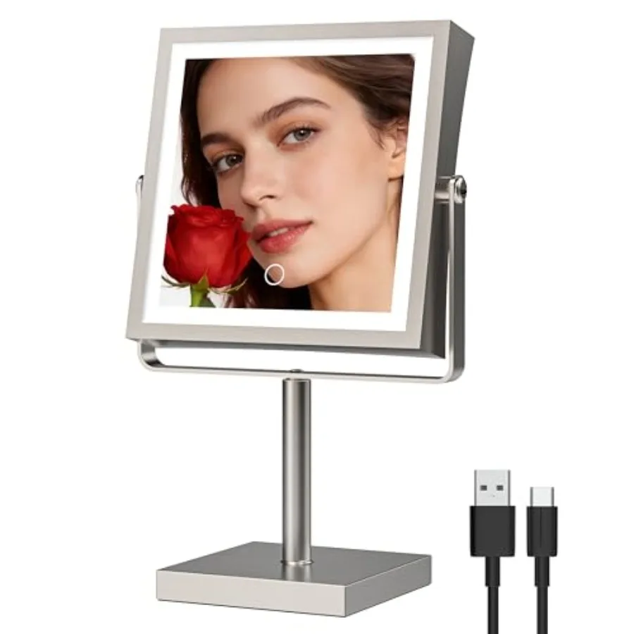 Makeup Mirror with Lights, 4000mAh Rechargeable Magnifying Mirror with Light, 1X/10X, Height Adjustable Bathroom Vanity Mirror,
Makeup Mirror with Lights, 4000mAh Rechargeable Magnifying Mirror with Light, 1X/10X, Height Adjustable Bathroom Vanity Mirror,