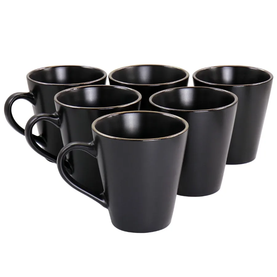 Paul 6 Piece Stoneware Mug Set in Matt Black with Gold Rim
Paul 6 Piece Stoneware Mug Set in Matt Black with Gold Rim