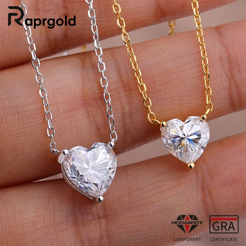 RAPRGOLD 0.5-2CT Heart Cut Moissanite Solitaire Pendant Necklaces for Women 925 Sterling Silver Chains Fine Jewelry Gifts Collar
RAPRGOLD 0.5-2CT Heart Cut Moissanite Solitaire Pendant Necklaces for Women 925 Sterling Silver Chains Fine Jewelry Gifts Collar