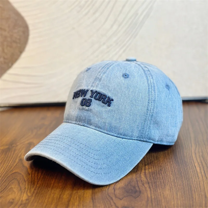 Spring and summer washed denim embroidered letter baseball cap for men and women, sun shading casual duckbill cap
Spring and summer washed denim embroidered letter baseball cap for men and women, sun shading casual duckbill cap