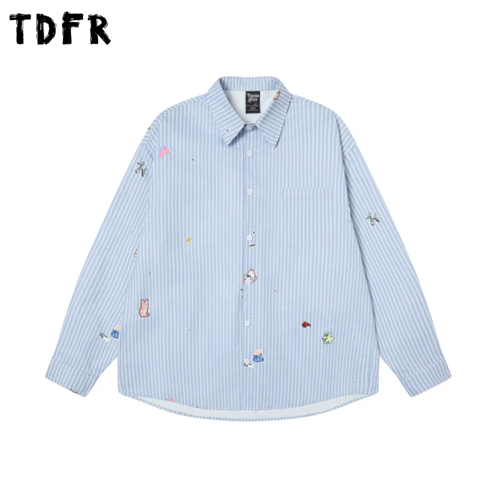 Cartoon Print Striped Long Sleeve Shirts Mens Retro Casual Autumn Loose Lapel Single Breasted Curved Hem Shirts Men
Cartoon Print Striped Long Sleeve Shirts Mens Retro Casual Autumn Loose Lapel Single Breasted Curved Hem Shirts Men