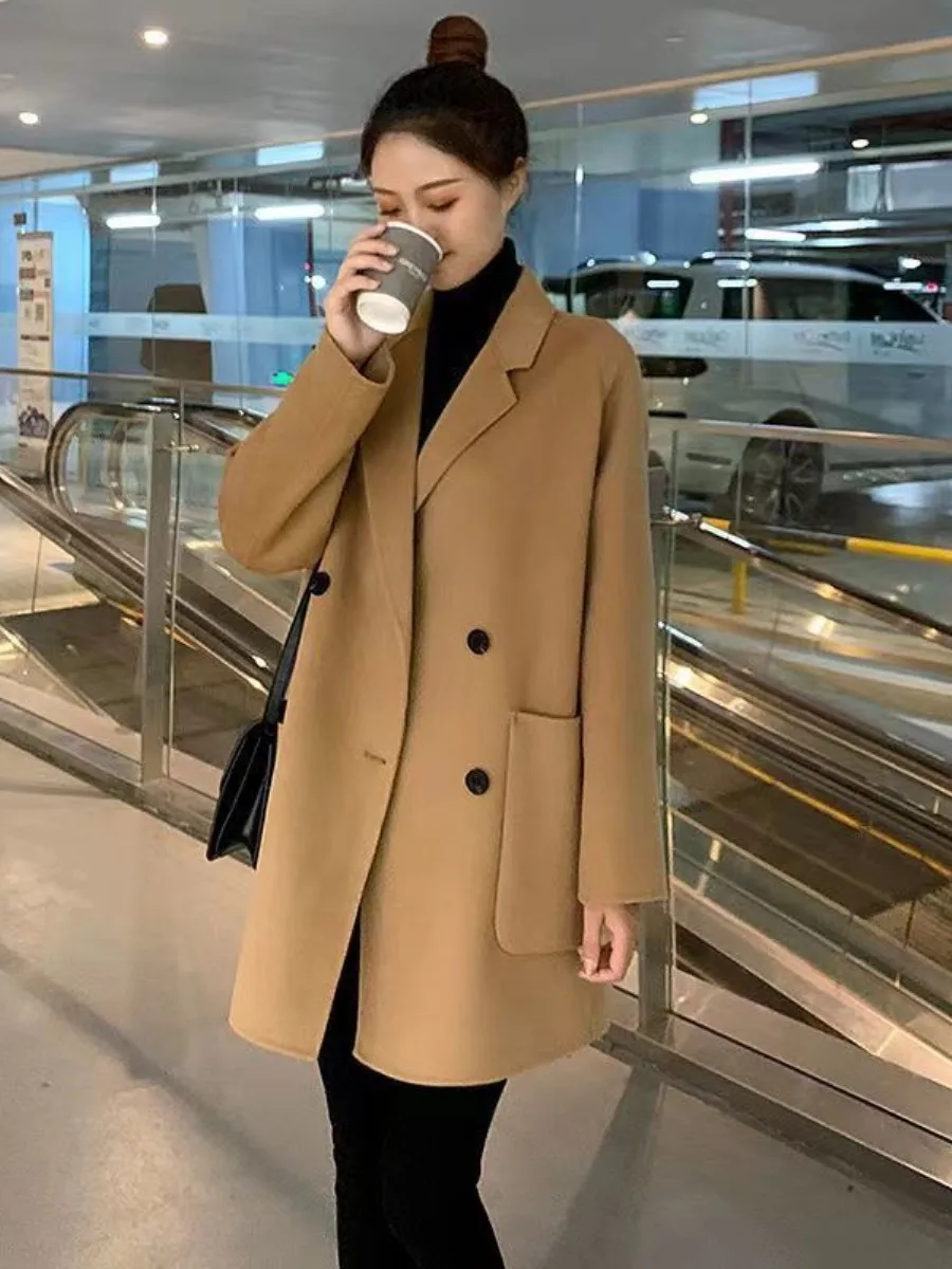 Women's Double-Sided Long Coat Autumn Winter Korean Style Loose Double-Breasted Suit Woolen Jacket Multiple Pieces Set
Women's Double-Sided Long Coat Autumn Winter Korean Style Loose Double-Breasted Suit Woolen Jacket Multiple Pieces Set
