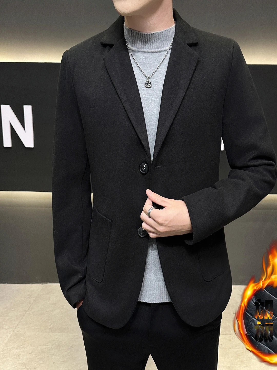 Men's Woolen Suit Jaet Cotton Thiened ort Sle Pure Color Busin Casual Winter Coat Knkvip Stand Fit Youth Faion
Men's Woolen Suit Jaet Cotton Thiened ort Sle Pure Color Busin Casual Winter Coat Knkvip Stand Fit Youth Faion