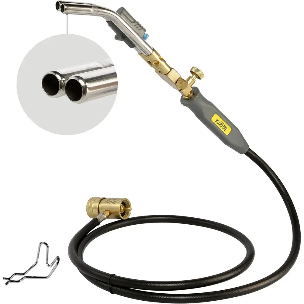 Double S Swirl Ignition Hosed Turbo Torch, 5' Hose, MAPP/Propane Compatible for Welding and Brazing Large Copper Pipes
Double S Swirl Ignition Hosed Turbo Torch, 5' Hose, MAPP/Propane Compatible for Welding and Brazing Large Copper Pipes
