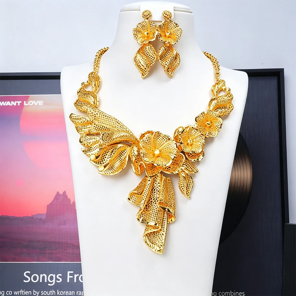 Large Necklace Flower Jewelry Earring African Set Women Fashion Necklace Classic Set Dubai Earring Luxury Jewelry Wedding Party
Large Necklace Flower Jewelry Earring African Set Women Fashion Necklace Classic Set Dubai Earring Luxury Jewelry Wedding Party