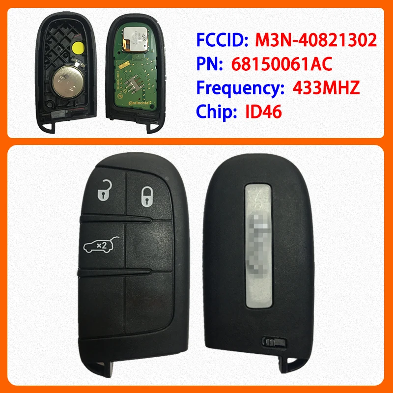 CN086001 Original Smart Remote Key 3 Buttons 433MHZ ID46 Chip FCC M3N-40821302 Keyless Go For J-eep Grand Cherokee 2013-2015
CN086001 Original Smart Remote Key 3 Buttons 433MHZ ID46 Chip FCC M3N-40821302 Keyless Go For J-eep Grand Cherokee 2013-2015
