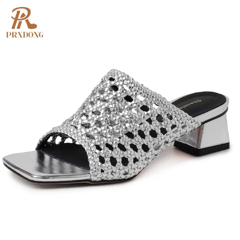 PRXDONG Women's Sandals New 2025 Fashion Summer Shoes Med Heels Open Toe Gold Silver Dress Party Casual Lady Slippers Size 34-39
PRXDONG Women's Sandals New 2025 Fashion Summer Shoes Med Heels Open Toe Gold Silver Dress Party Casual Lady Slippers Size 34-39