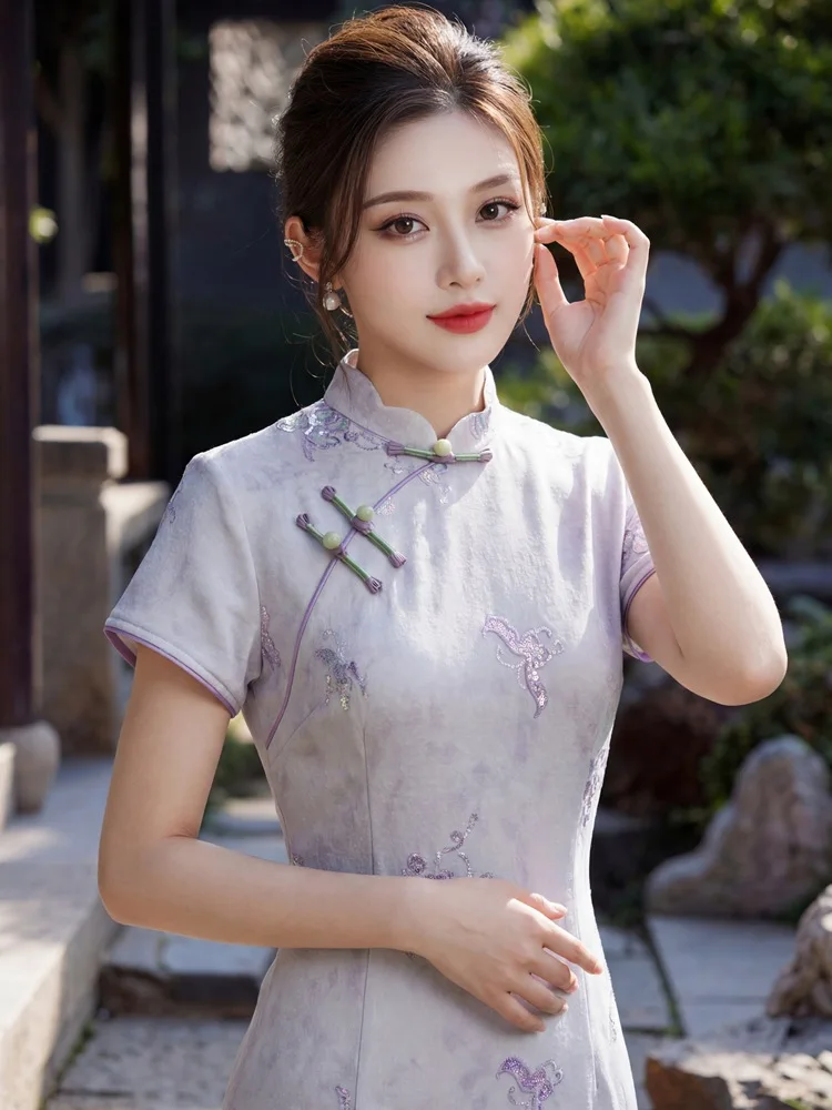 Embroidered Improved Jacquard Long Qipao Women's 2026 Spring New Style Girls' Short Sleeves Young Qipao Dress
Embroidered Improved Jacquard Long Qipao Women's 2026 Spring New Style Girls' Short Sleeves Young Qipao Dress