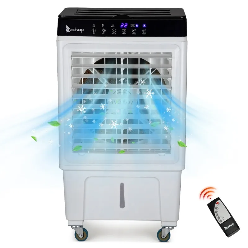 -3 in 1 Portable Evaporative Cooler,Indoor,Outdoor,2353CFM Personal Air Cooler with remote ,7.93 Gal Large Water Tank & Scroll Casters, 4 Ice Packs,White
-3 in 1 Portable Evaporative Cooler,Indoor,Outdoor,2353CFM Personal Air Cooler with remote ,7.93 Gal Large Water Tank & Scroll Casters, 4 Ice Packs,White