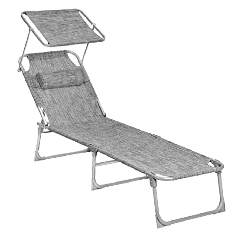 Sun Lounger Patio Chaise Lounge Chair Folding with Canopy 76 x 20.9 x 11.4 Inches Holds 330 lb Headrest Adjustable Backrest Out
Sun Lounger Patio Chaise Lounge Chair Folding with Canopy 76 x 20.9 x 11.4 Inches Holds 330 lb Headrest Adjustable Backrest Out