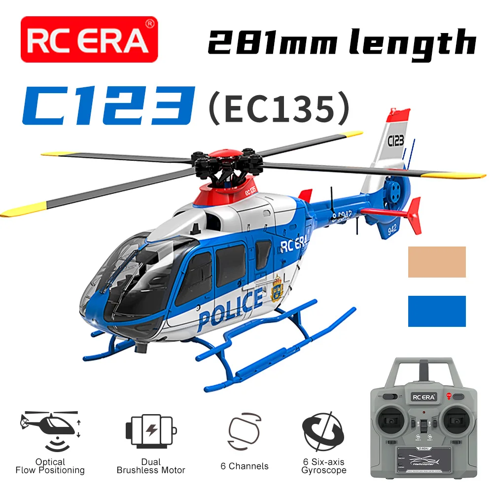 RC ERA C123 (EC135) Вертолет 6-канальный 6-осевой гироскоп Двойной бесщеточный двигатель с позиционированием потока 3D роликовый самолет с дистанционным управлением
RC ERA C123 (EC135) Вертолет 6-канальный 6-осевой гироскоп Двойной бесщеточный двигатель с позиционированием потока 3D роликовый самолет с дистанционным управлением