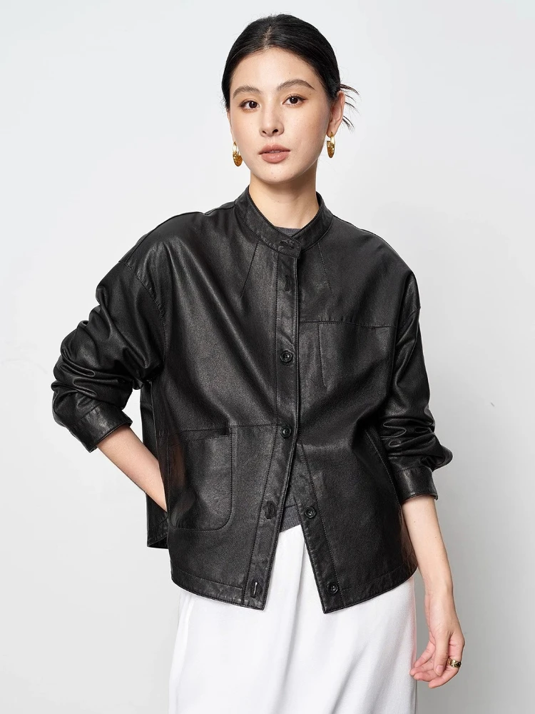 Casual Genuine Leather Shirt Jacket for Women Spring Autumn 2026 New High-end Simple Stand Collar Solid Soft Real Sheepskin Coat
Casual Genuine Leather Shirt Jacket for Women Spring Autumn 2026 New High-end Simple Stand Collar Solid Soft Real Sheepskin Coat