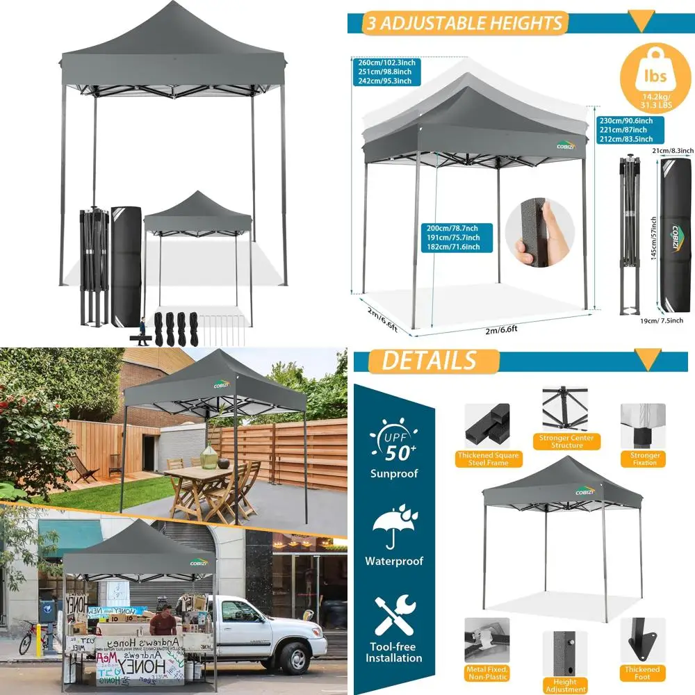 Heavy-Duty 6.6x6.6 Outdoor Canopy with UPF 50+, All-Season Waterproof, Commercial Grade, Ideal for Parties and Events
Heavy-Duty 6.6x6.6 Outdoor Canopy with UPF 50+, All-Season Waterproof, Commercial Grade, Ideal for Parties and Events