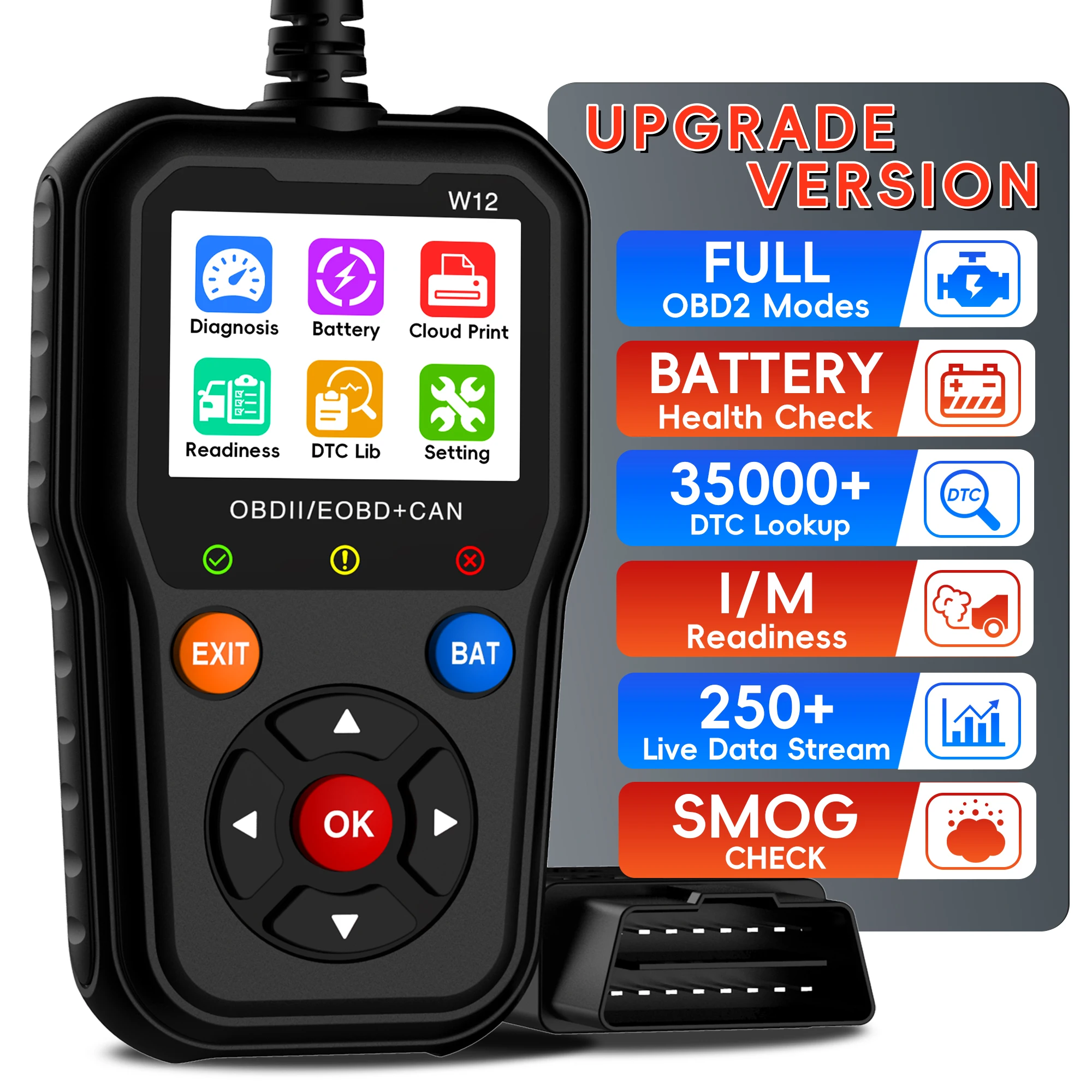 Диагностический инструмент сканера OBD2, считыватели кодов двигателя для проверки транспортных средств со сбросом, чтение I/M и многое другое, инструмент для диагностического сканирования автомобиля
Диагностический инструмент сканера OBD2, считыватели кодов двигателя для проверки транспортных средств со сбросом, чтение I/M и многое другое, инструмент для диагностического сканирования автомобиля