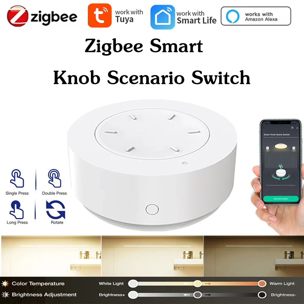Tuya ZigBee Smart Knob Switch DIY Wireless Scene Button Rotatable DimmerHome Appliances Automation Linkage Remoter Panel Alexa
Tuya ZigBee Smart Knob Switch DIY Wireless Scene Button Rotatable DimmerHome Appliances Automation Linkage Remoter Panel Alexa