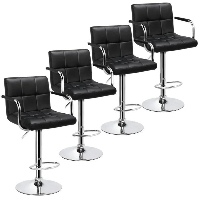 Set of 4 Adjustable PU Leather Barstools with Armrest, Counter Height Chairs with Thickened Seat Cushion
Set of 4 Adjustable PU Leather Barstools with Armrest, Counter Height Chairs with Thickened Seat Cushion