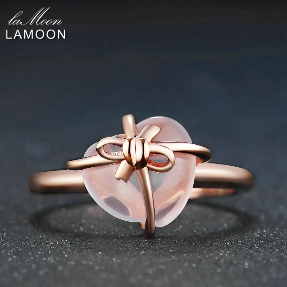 LAMOON 925 Sterling Silver Bowknot Heart Ring For Women Girls Romantic Natural Rose Quartz Gemstone Jewelry Gift Wedding LMRI051
LAMOON 925 Sterling Silver Bowknot Heart Ring For Women Girls Romantic Natural Rose Quartz Gemstone Jewelry Gift Wedding LMRI051