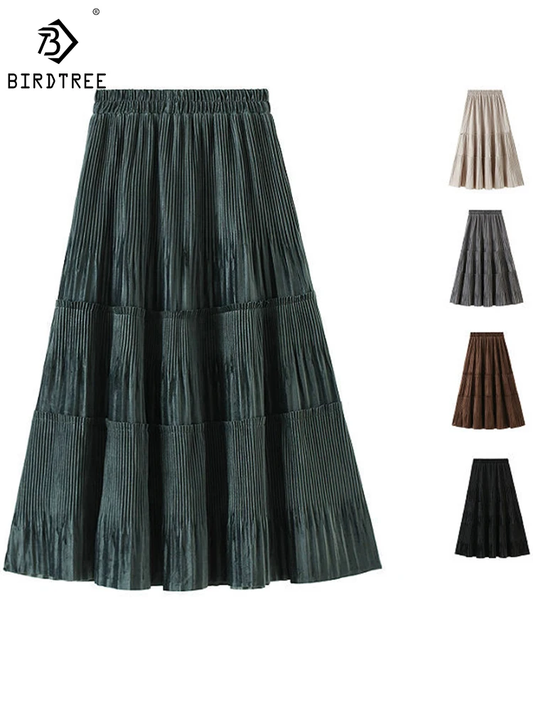 Solid Color Female Vintage Long Velvet Pleated Skirt Women Autumn Winter Elegant Fashion Ladies High Waist A line Skirt B8201X
Solid Color Female Vintage Long Velvet Pleated Skirt Women Autumn Winter Elegant Fashion Ladies High Waist A line Skirt B8201X