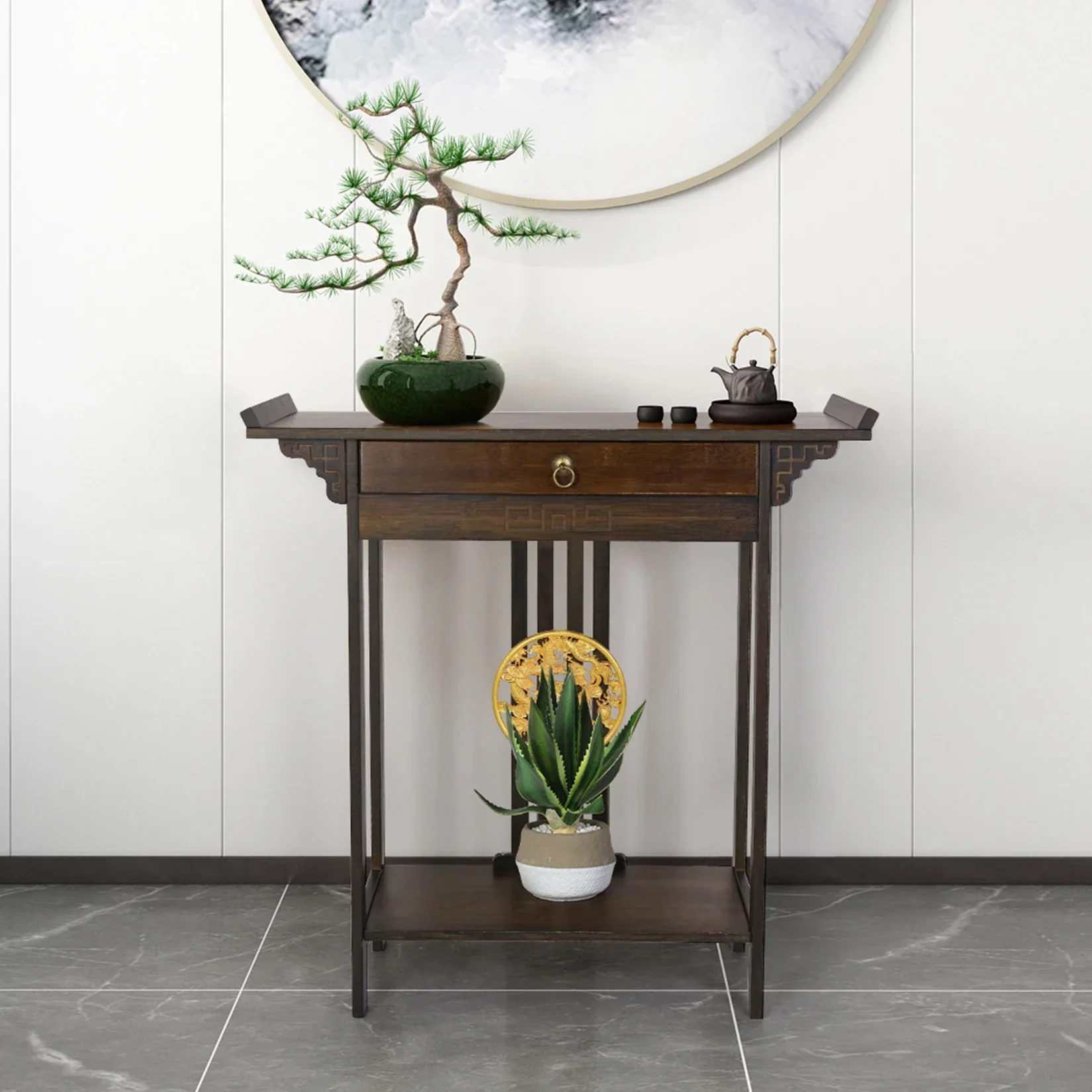 Vintage Rustic Console Table Hall Console Table Luxurious Totem Decor with Pull Drawer & Shelf Living Room Furniture
Vintage Rustic Console Table Hall Console Table Luxurious Totem Decor with Pull Drawer & Shelf Living Room Furniture