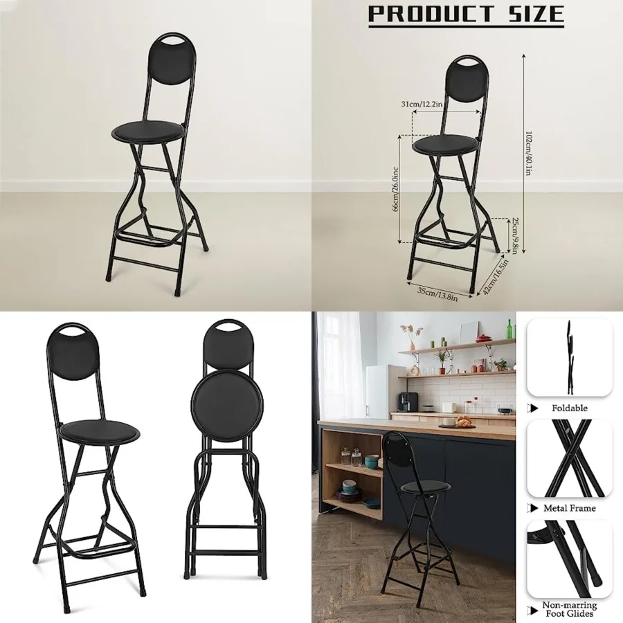 1 Pcs Seat Height 26 Inch Folding Bar Stool with Backrest Leather Padded Collapsible Stools for Adults Portable Black Bar Heigh
1 Pcs Seat Height 26 Inch Folding Bar Stool with Backrest Leather Padded Collapsible Stools for Adults Portable Black Bar Heigh