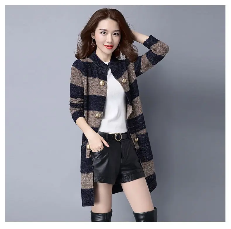 Women's Striped Cardigans New Style for Autumn and Winter Casual Long Knitted Cardigan Women Sweater Coat O-Neck Cardigans T278
Women's Striped Cardigans New Style for Autumn and Winter Casual Long Knitted Cardigan Women Sweater Coat O-Neck Cardigans T278