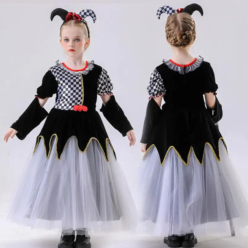 Children's Clown Costume Girls' Plaid Skirt Masquerade Party Performance Outfit Halloween Festive Celebration Dress
Children's Clown Costume Girls' Plaid Skirt Masquerade Party Performance Outfit Halloween Festive Celebration Dress