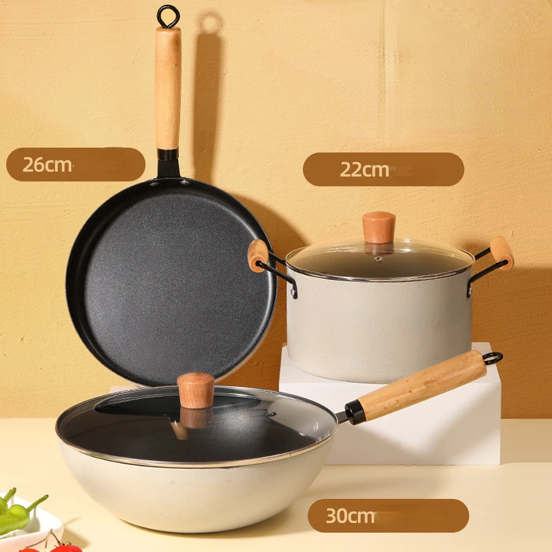Nordic Wheat Rice Stone Three Piece Household Pot Set Frying pan Soup pot cooking pots set
Nordic Wheat Rice Stone Three Piece Household Pot Set Frying pan Soup pot cooking pots set