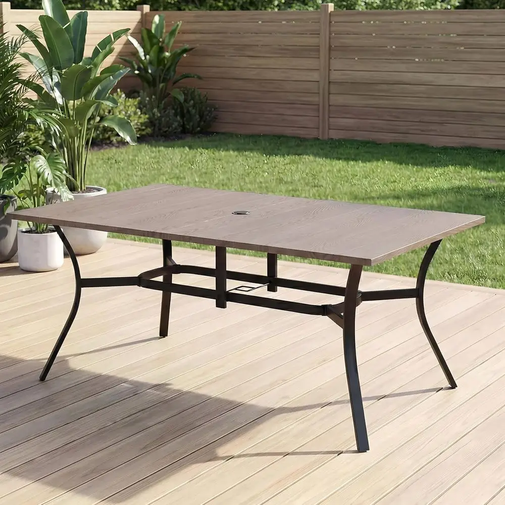 63”x37.8” Metal Outdoor Dining Table or 6,Recular Patio Dining Table with Adjustable Umbrella Hole,All-Weather Brown Outdoor Pat
63”x37.8” Metal Outdoor Dining Table or 6,Recular Patio Dining Table with Adjustable Umbrella Hole,All-Weather Brown Outdoor Pat