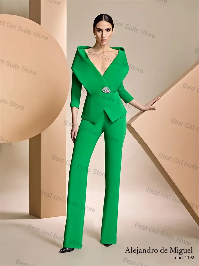 Green Women Suit Pants Set 2 Pcs Blazer+Trousers Sexy V Neck Formal Office Lady Jacket Customized Wedding Tuxedos Prom Coat
Green Women Suit Pants Set 2 Pcs Blazer+Trousers Sexy V Neck Formal Office Lady Jacket Customized Wedding Tuxedos Prom Coat